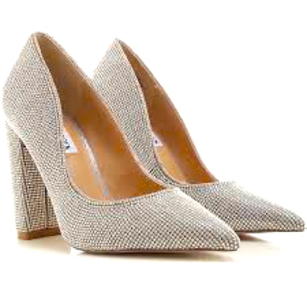 Steve Madden Savy Leather Rhinestones Block Heels 7.5 NEW NEVER WORN